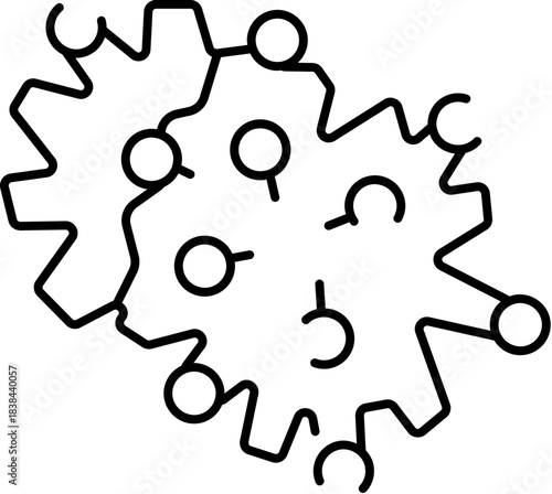Virus or bacteria structure with connecting particles