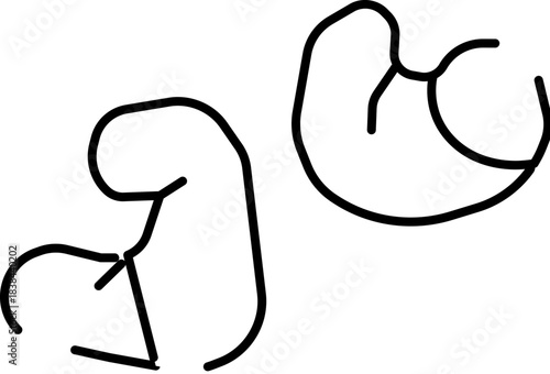 Flexing biceps showing strength power and muscle growth