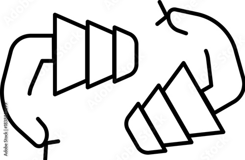 Earplugs for hearing protection and noise reduction icon