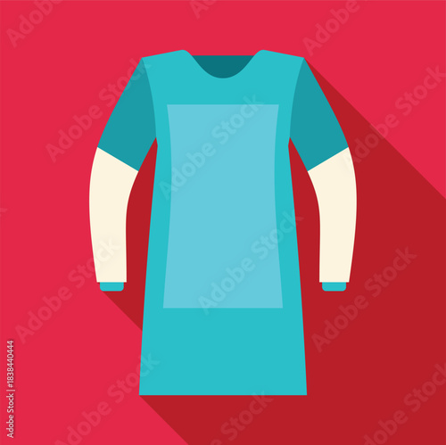 Blue surgical gown or scrubs uniform for medical professionals on a red background