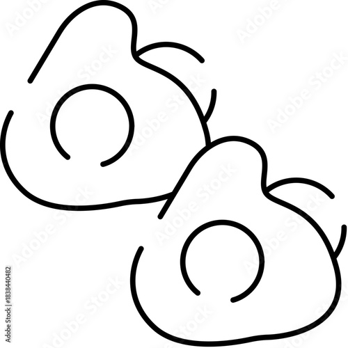 Two simple fried eggs cartoon line art