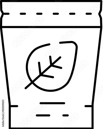 Organic tea leaf herbal food packaging pouch icon