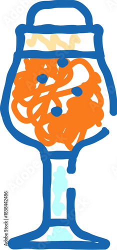 Craft beer glass with bubbles doodle icon