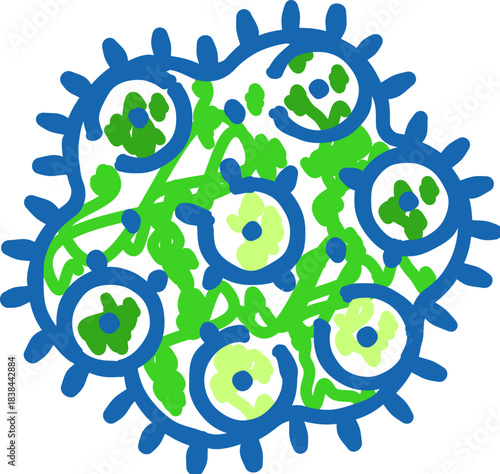 Microbe pathogen showing bacterium or virus spreading