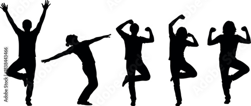 Dynamic Human Silhouettes in Expressive Poses Depicting Emotion, Movement, Celebration, and Gesture for Dance, Art, Performance, and Body Language Studies