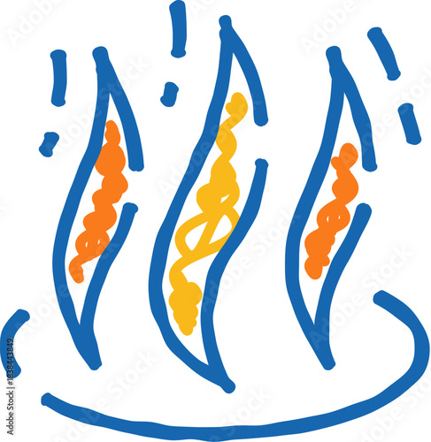 Three vibrant kelp plants growing underwater ecosystem