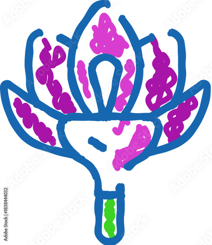 Artichoke unrolling purple flower blossom icon drawing