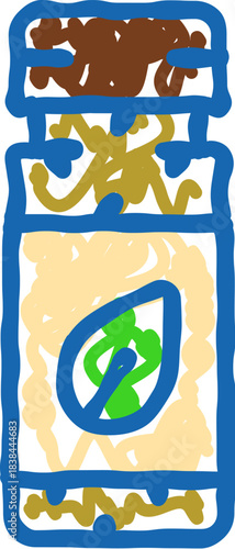 Hand drawn cereal bar with green leaf symbol