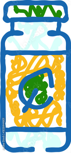 Vitamin c supplement bottle doodle drawing
