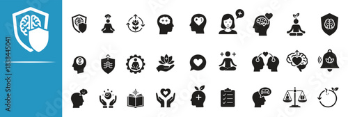 Promote mental health and wellness with editable icons design and art. mindfulness, self-care, emotional support, healing, and balance illustration vector pro