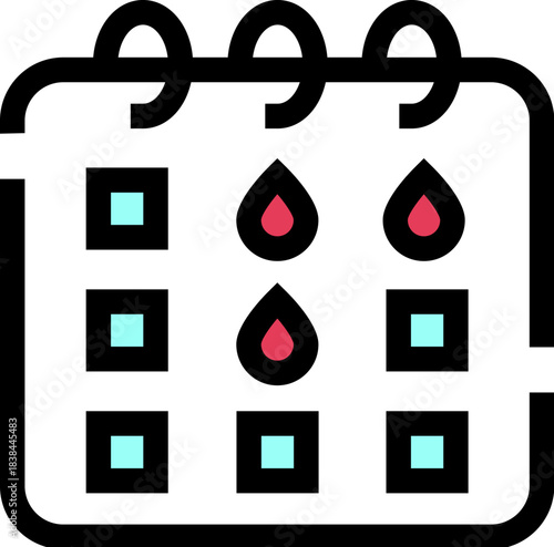 Period tracking calendar showing menstruation cycle dates