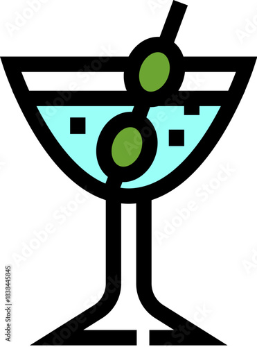 Martini cocktail drink icon with two olives