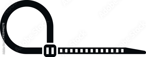 Black plastic zip tie icon for fastening and organizing