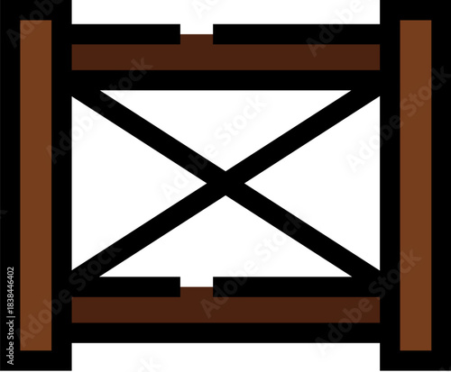 Wooden crate box pixel art shipping container icon