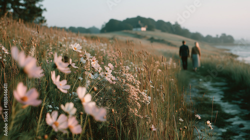Couple in flower field
