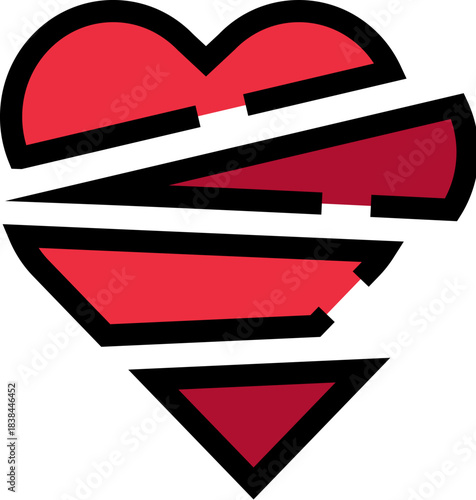 Broken red heart symbolizing heartbreak, sadness, and emotional pain