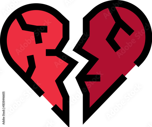 Broken heart icon symbolizing loss and relationship breakup
