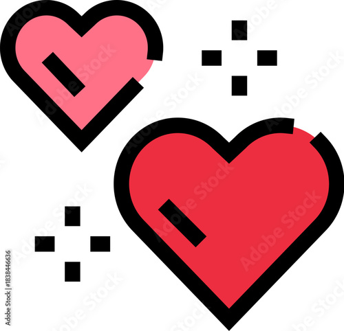 Red and pink hearts representing love and romance