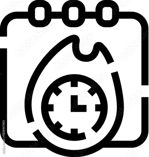 Deadline urgency icon with burning calendar and clock