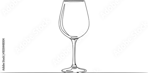 Continuous one line drawing of Wine glass vector illustration. Editavle outline
