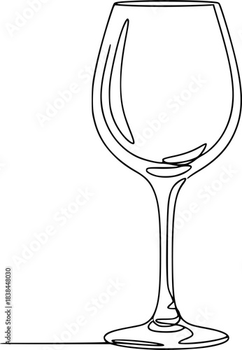 Continuous one line drawing of Wine glass vector illustration. Editavle outline
