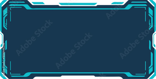 Futuristic blue and teal tech frame with a sleek geometric design, ideal for digital displays or gaming interfaces.