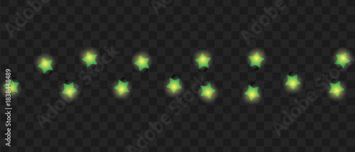 Decorative glowing green star lights for festive background effect