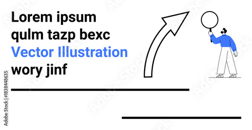 Person holding a balloon, upward arrow emphasizing progress or direction, and placeholders for customizable text. Ideal for marketing, business growth, creative concepts, progress, presentations