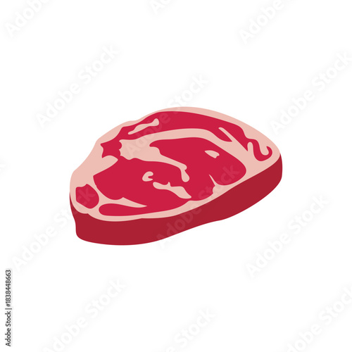 red cut of meat steak food rare raw rib-eye t-bone marbling of fat uncooked emoji symbol sign icon vector illustration isolated flat