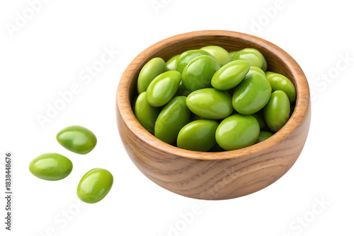 Wallpaper Mural Edamame beans in a wooden bowl isolated on white background Torontodigital.ca