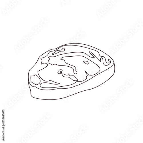 red cut of meat steak food rare raw rib-eye t-bone marbling of fat uncooked emoji symbol sign icon vector illustration isolated flat