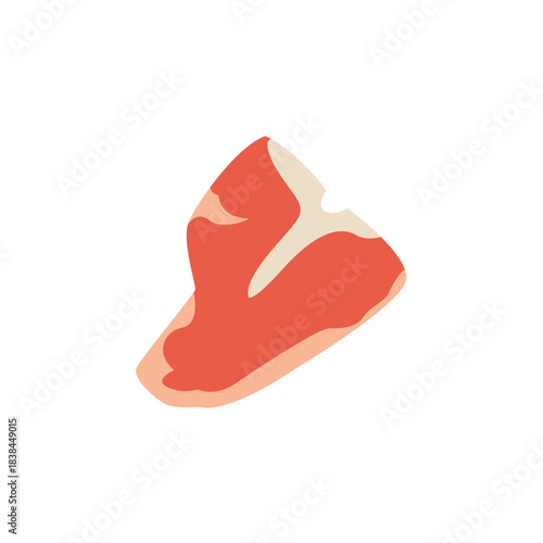 red cut of meat steak food rare raw rib-eye t-bone marbling of fat uncooked emoji symbol sign icon vector illustration isolated flat