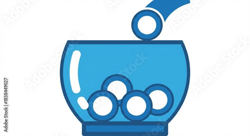 Lucky Draw Concept Balls Falling into a Glass Bowl