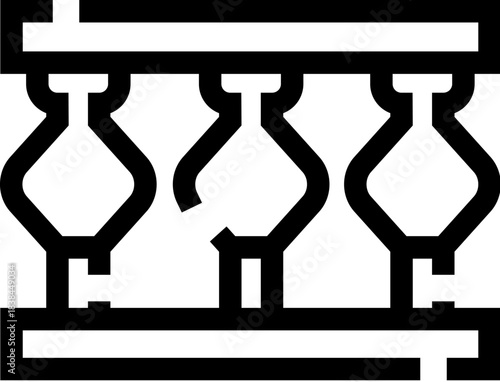 Broken balustrade railing line icon depicting damaged property