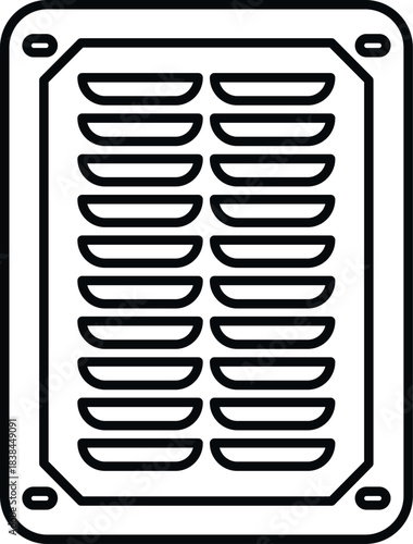 Outlined rectangular vent with horizontal louvers for circulating air