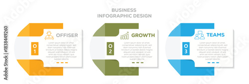 Business infographic. 3 step infographic design. modern diagram process digital marketing data, options, parts or processes. Vector business template for presentation. Creative concept for infographic