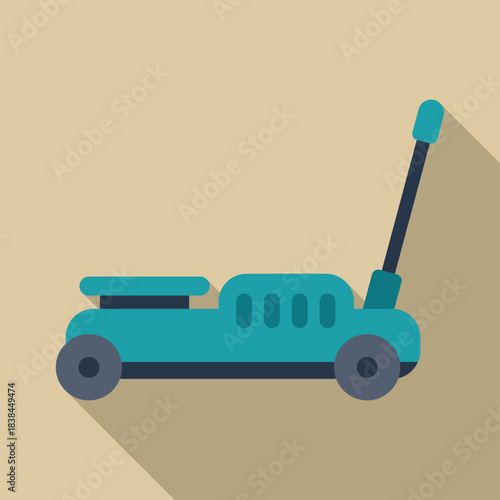 Floor jack tool for vehicle maintenance and tire changing, flat design icon