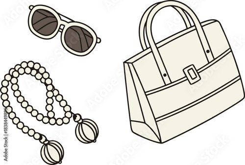 Flat Lay of Women's Summer Fashion Accessories and Bag