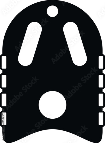 Black silhouette of a swimming kickboard, a training aid for practicing in water