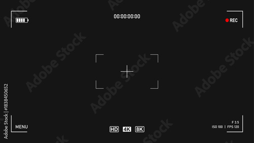 Digital camera viewfinder overlay recording screen video display frame with indicators vector