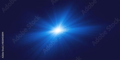 Abstract blue light burst with bright sun rays and a glowing flare, perfect for a space or summer sky background design