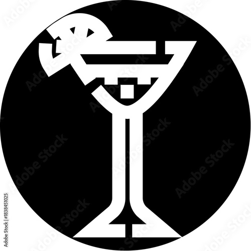Stylized martini glass with lime icon design