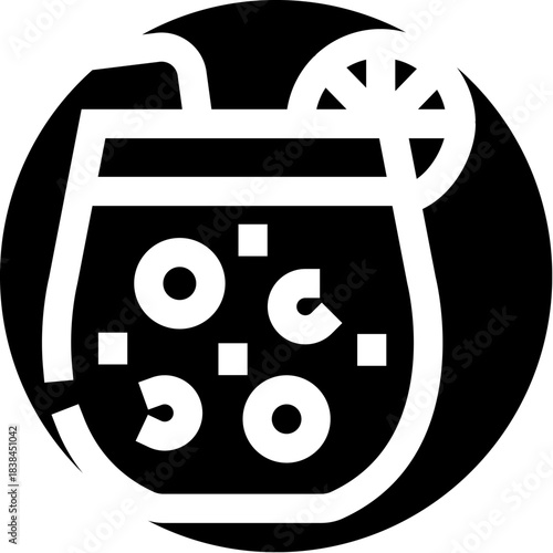 Refreshing drink icon with straw and citrus slice