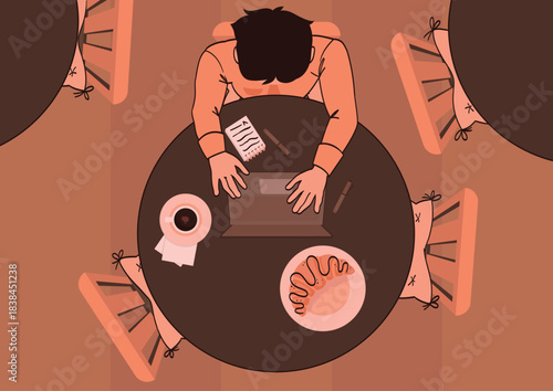 Manager working from a coffee shop