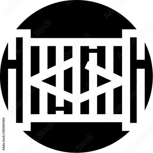 Picket fence gate boundary barrier icon symbol