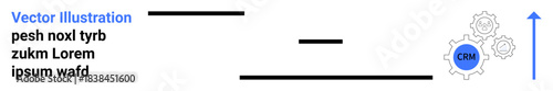 Business growth, automation, CRM tools, workflow optimization, data integration, process efficiency. Blue CRM gear with gray gears and arrow. Business growth and automation concept