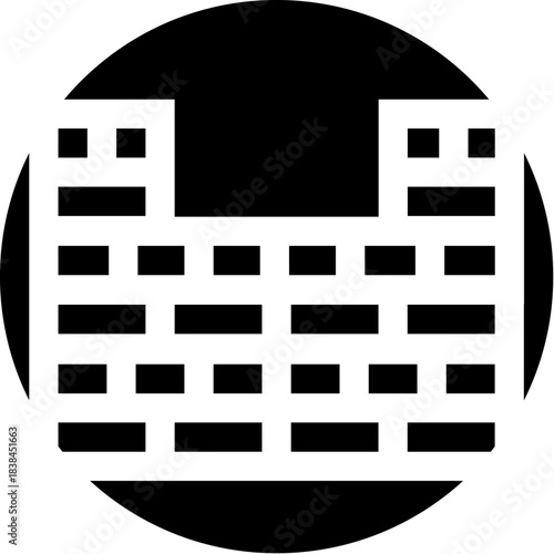 Protective wall barrier glyph icon in circular frame