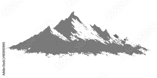 Vector illustration of a cold blue mountain landscape with snow, ice, and clouds