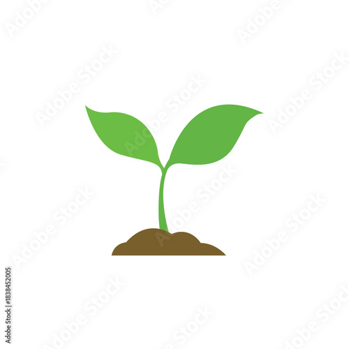 seedling plant leaf leaves green sprouted tree sprout new growth spring emoji symbol sign icon vector illustration isolated flat