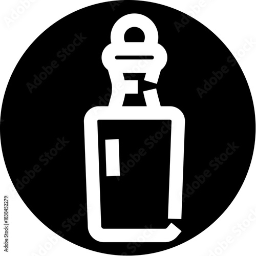 Broken glass bottle molotov cocktail icon representing riot